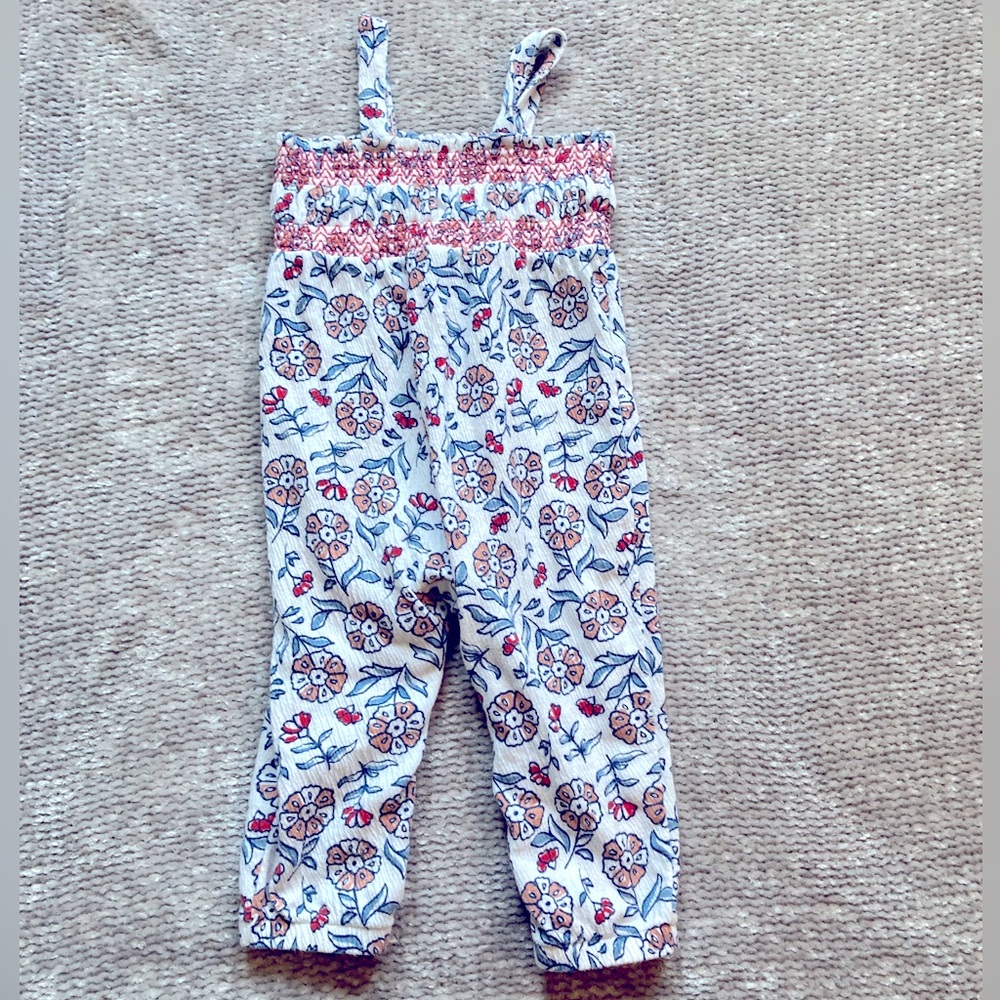 Carter's Floral Romper Jumpsuit 12M Ruched Cottagecore Easter Spring Flowers - Picture 3 of 5